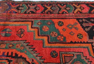 Vintage Red Geometric Tribal 4'8X6'4 Hamedan Persian Rug