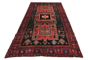 Vintage Charcoal Tribal 4X8 Hamedan Persian Rug
