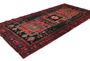 Vintage Charcoal Tribal 4X8 Hamedan Persian Rug