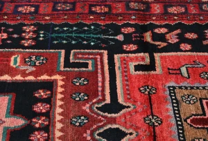 Vintage Charcoal Tribal 4X8 Hamedan Persian Rug