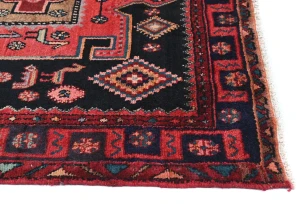 Vintage Charcoal Tribal 4X8 Hamedan Persian Rug
