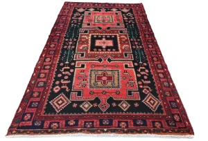 Vintage Charcoal Tribal 4X8 Hamedan Persian Rug
