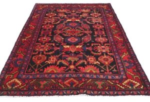 Vintage Tribal Dark Purple-navy 5X7 Nahavand Persian Rug