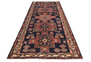 Vintage Plum Tribal 4X10 Meshkin Persian Runner Rug