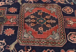 Vintage Plum Tribal 4X10 Meshkin Persian Runner Rug