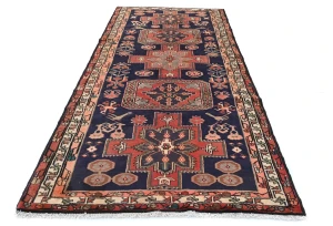 Vintage Plum Tribal 4X10 Meshkin Persian Runner Rug