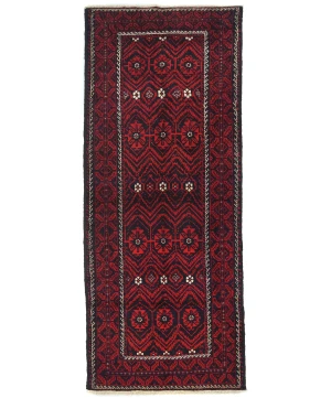 Vintage Red Tribal 4X10 Balouch Persian Runner Rug