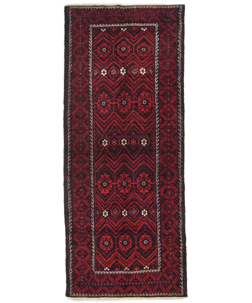 Vintage Red Tribal 4X10 Balouch Persian Runner Rug