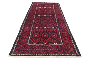 Vintage Red Tribal 4X10 Balouch Persian Runner Rug