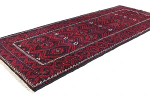 Vintage Red Tribal 4X10 Balouch Persian Runner Rug