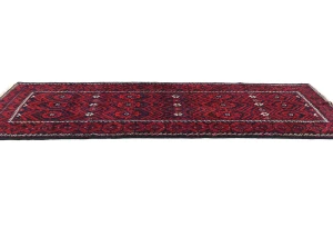 Vintage Red Tribal 4X10 Balouch Persian Runner Rug