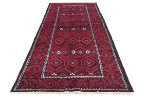 Vintage Red Tribal 4X10 Balouch Persian Runner Rug
