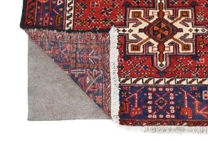 Vintage Red Geometric 3X14 Karajeh Persian Runner Rug