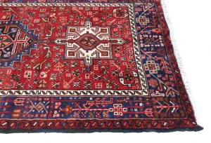 Vintage Red Geometric 3X14 Karajeh Persian Runner Rug