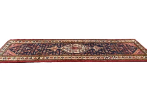 Vintage Plum Floral Tribal 3X10 Hamedan Persian Runner Rug