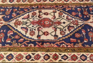 Vintage Plum Floral Tribal 3X10 Hamedan Persian Runner Rug