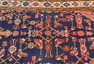 Vintage Plum Floral Tribal 3X10 Hamedan Persian Runner Rug