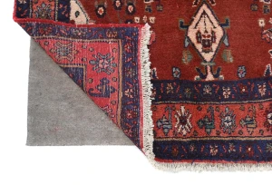 Vintage Maroon Red Floral Tribal 4X10 Hamedan Persian Runner Rug