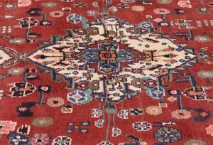 Vintage Maroon Red Floral Tribal 4X10 Hamedan Persian Runner Rug