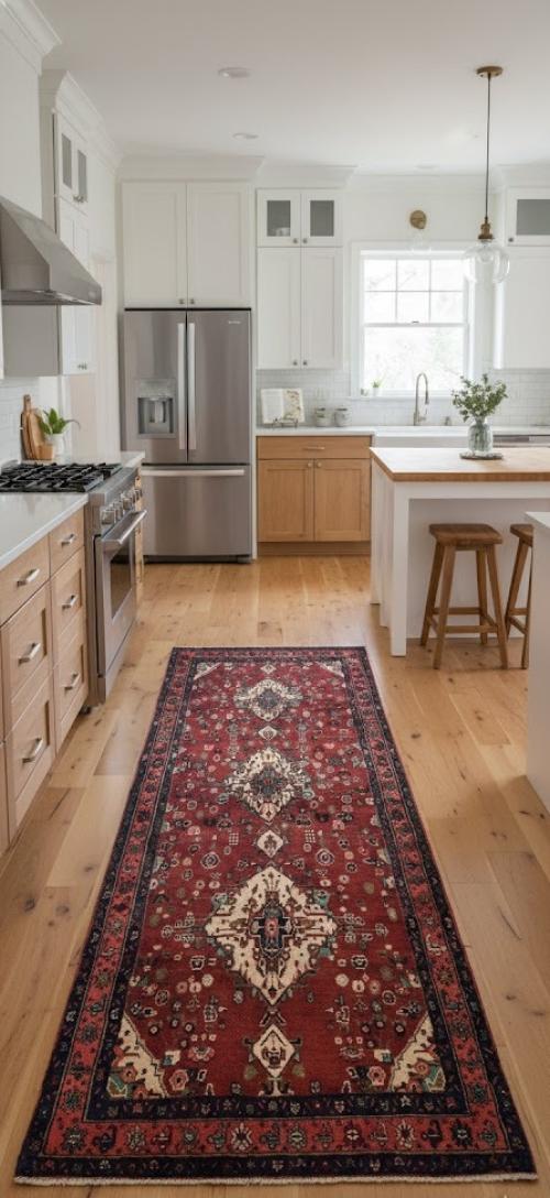 Vintage Maroon Red Floral Tribal 4X10 Hamedan Persian Runner Rug