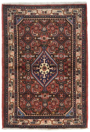 Vintage Rusty Red Floral Tribal 3'3X4'7 Hamedan Persian Rug