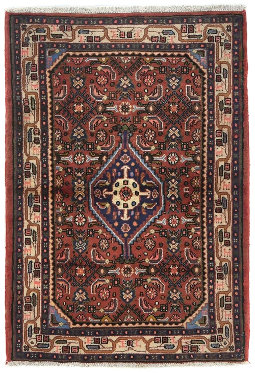 Vintage Rusty Red Floral Tribal 3'3X4'7 Hamedan Persian Rug