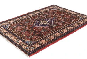 Vintage Rusty Red Floral Tribal 3'3X4'7 Hamedan Persian Rug