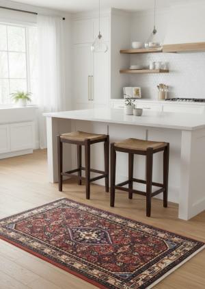 Vintage Rusty Red Floral Tribal 3'3X4'7 Hamedan Persian Rug