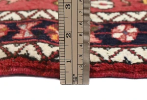 Vintage Red Geometric 2X12 Karajeh Persian Runner Rug