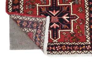 Vintage Red Geometric 2X12 Karajeh Persian Runner Rug