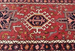 Vintage Red Geometric 2X12 Karajeh Persian Runner Rug