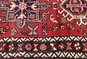 Vintage Red Geometric 2X12 Karajeh Persian Runner Rug
