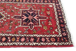 Vintage Red Geometric 2X12 Karajeh Persian Runner Rug