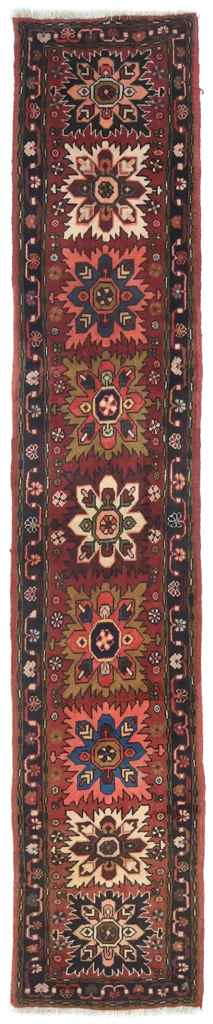 Vintage Red Tribal 2'2X10'5 Heriz Persian Runner Rug