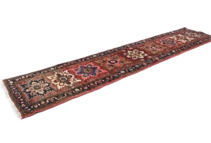 Vintage Red Tribal 2'2X10'5 Heriz Persian Runner Rug