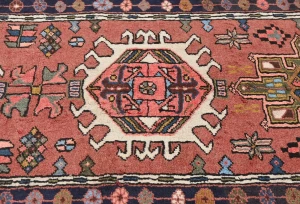 Vintage Bittersweet Red Geometric 3X12 Karajeh Persian Runner Rug