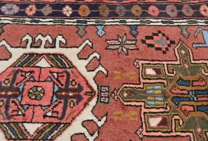 Vintage Bittersweet Red Geometric 3X12 Karajeh Persian Runner Rug