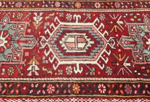 Vintage Red Geometric 2X13 Karajeh Persian Runner Rug