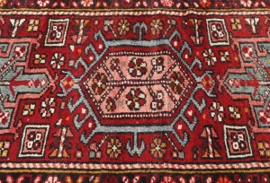 Vintage Red Geometric 2X13 Karajeh Persian Runner Rug