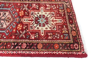 Vintage Red Geometric 2X13 Karajeh Persian Runner Rug