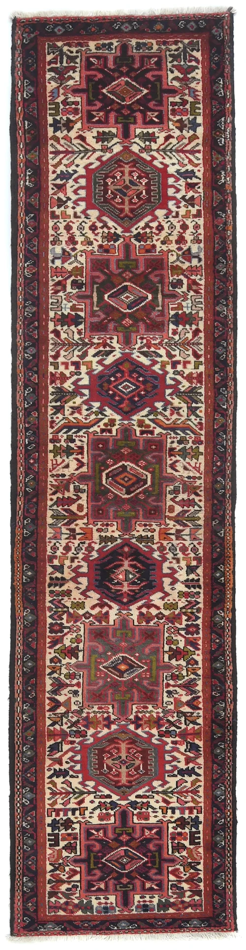 Vintage Red Geometric 2X10 Karajeh Persian Runner Rug