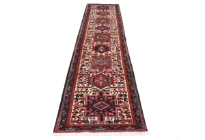 Vintage Red Geometric 2X10 Karajeh Persian Runner Rug