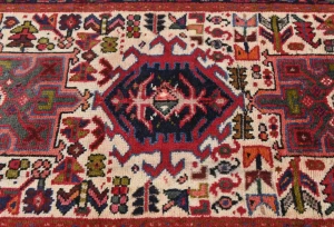 Vintage Red Geometric 2X10 Karajeh Persian Runner Rug