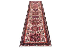 Vintage Red Geometric 2X10 Karajeh Persian Runner Rug