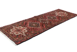 Vintage Red Geometric 2'4X6'8 Karajeh Persian Runner Rug