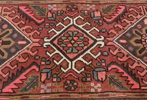 Vintage Red Geometric 2'4X6'8 Karajeh Persian Runner Rug