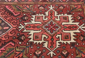 Vintage Red Geometric 2'4X6'8 Karajeh Persian Runner Rug