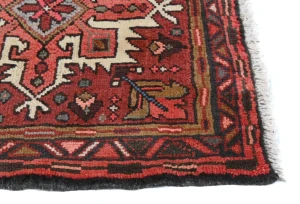 Vintage Red Geometric 2'4X6'8 Karajeh Persian Runner Rug