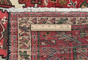 Vintage Red Geometric 3X8 Karajeh Persian Runner Rug