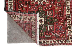 Vintage Red Geometric 3X8 Karajeh Persian Runner Rug